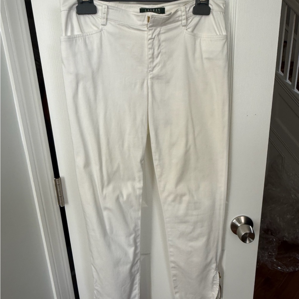 Ralph Lauren Cream Straight-Leg Trousers
